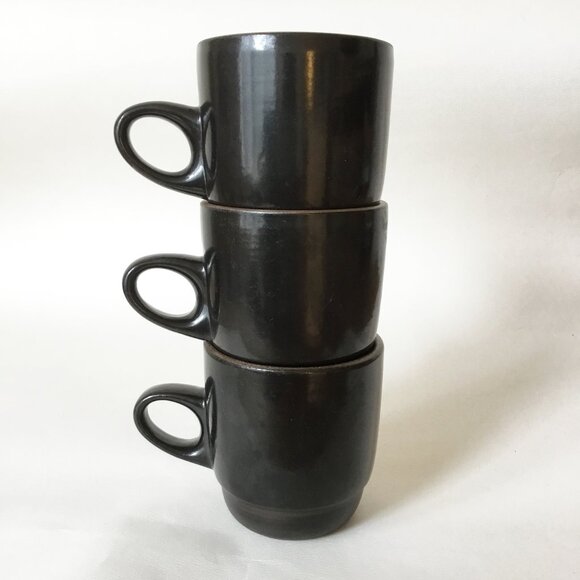 Heath Ceramics Black Onyx Stack Mugs Rim Line #205 Set of 3 - Picture 6 of 16